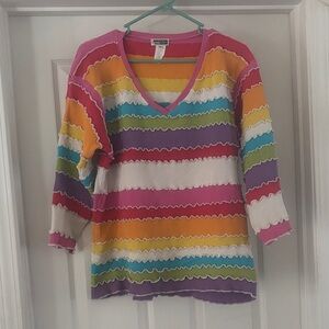 Colorful Striped V-Neck Sweater